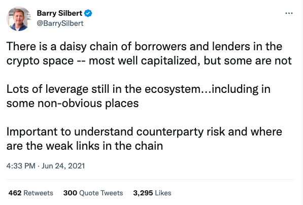 Screenshot of a tweet from Barry Silbert from Jun 24, 2021